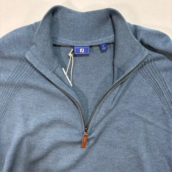 NWT FootJoy Size Large Color Heather Storm Men's ½ Zip Golf Sweater top - Picture 5 of 7